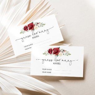 Carte D'accompagnement Bourgogne floral devinez combien de baisers jeu nu