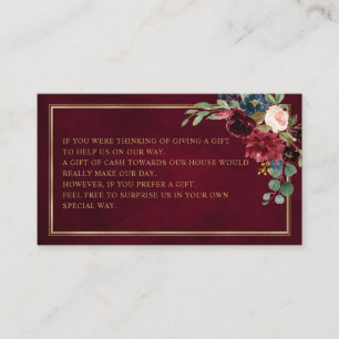 Carte D'accompagnement Bourgogne Floral Mariage Wishing well Enclosur