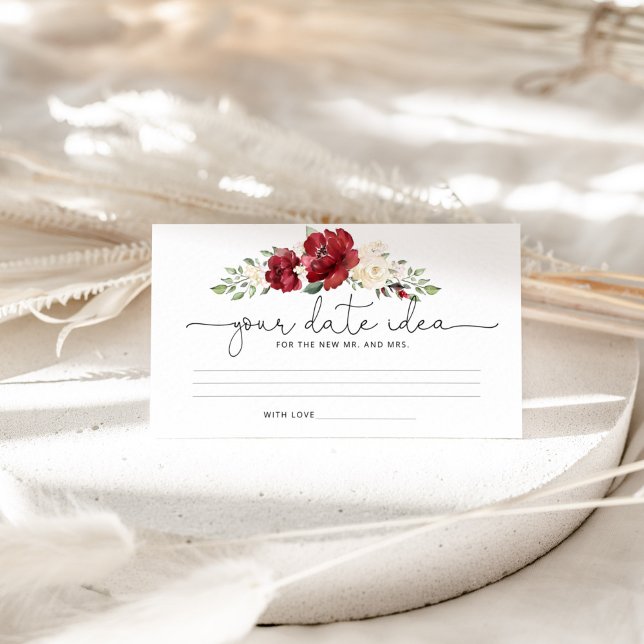 Carte D'accompagnement Bourgogne florale Date nuit idée (Créateur téléchargé)