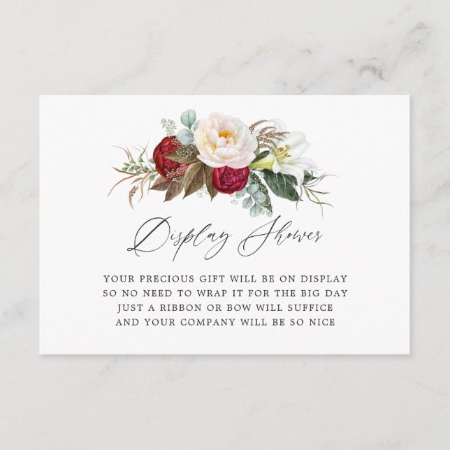 Carte D'accompagnement Bourgogne - Marsala Floral Fête des mariées Displa (Devant)