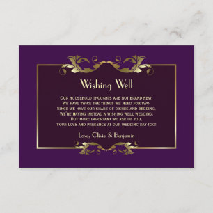 Carte D'accompagnement Bourgogne Purple Gold Mariage Wishing well Poem