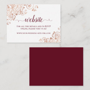Carte D'accompagnement Bourgogne & Rose Gold Floral Dentelle Site Mariage