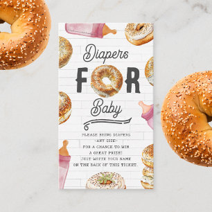 Carte D'accompagnement Bouteilles & Bagels Fille Baby shower Déchets Raff
