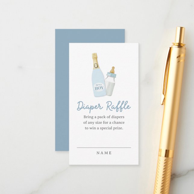 Carte D'accompagnement Bouteilles Poppin Bouteille Baby shower Bleu Barre (Devant/Arrière en situation)