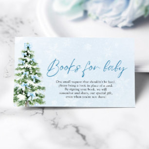 Carte D'accompagnement Bow bleu Noël Tree Livres pour Baby shower bébé