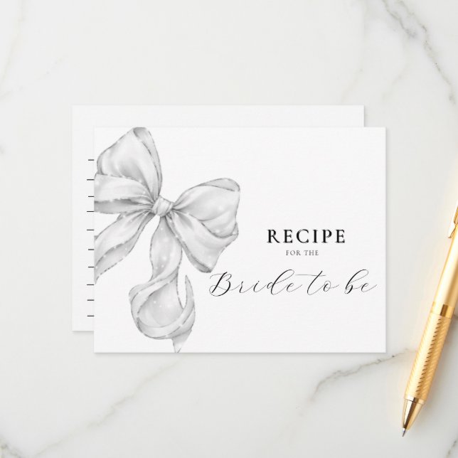 Carte D'accompagnement Bow Bridal Shower Recipe (Devant/Arrière en situation)