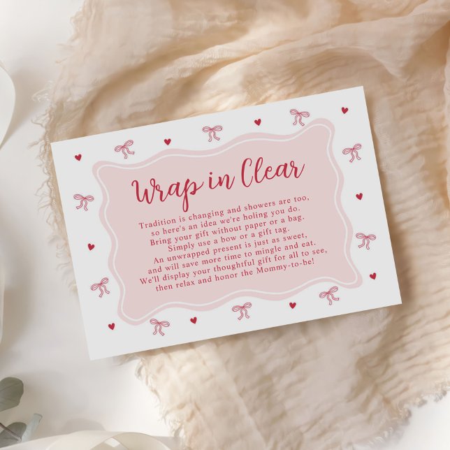 Carte D'accompagnement Bow Hearts Valentine Baby Shower Wrap In Clear (Créateur téléchargé)