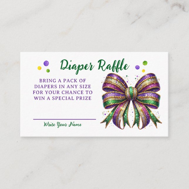 Carte D'accompagnement Bow Mardi Gras Diaper Raffle Request (Devant)