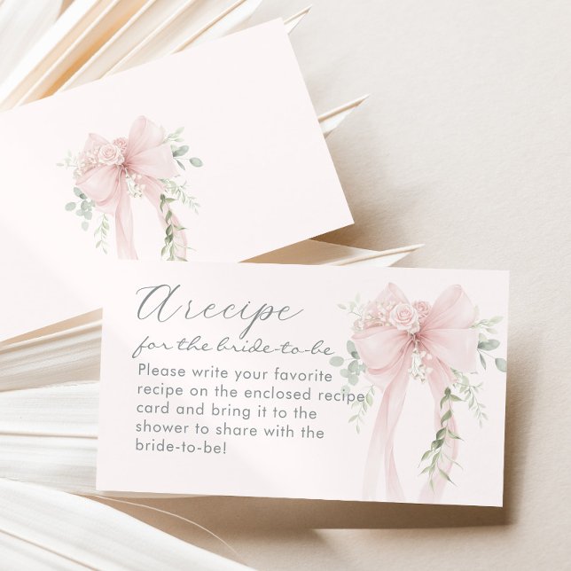Carte D'accompagnement Bow Recipe for the bride Coquette Aesthetic (Créateur téléchargé)