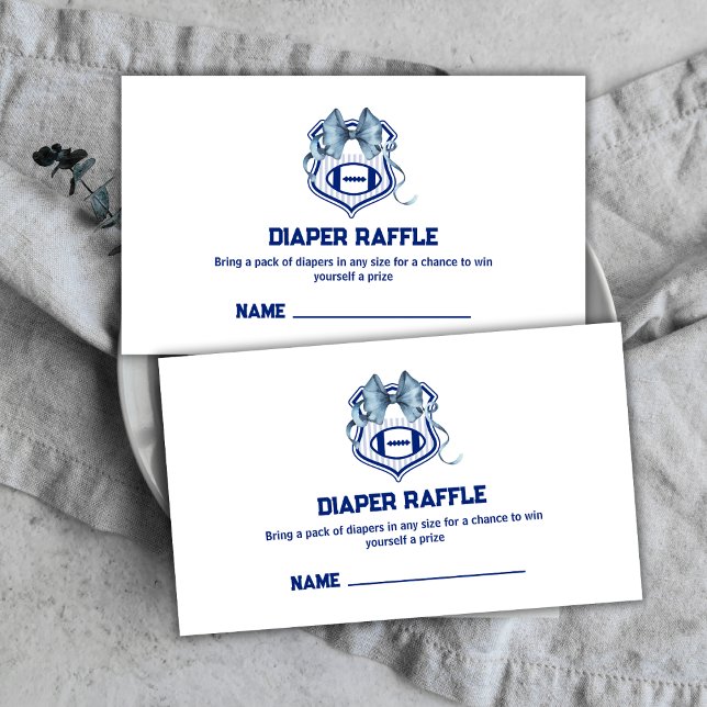 Carte D'accompagnement Bow Rookie Football Diaper Raffle Baby Shower (Bow Rookie Football Diaper Raffle Baby Shower Enclosure Card)