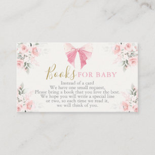 Carte D'accompagnement Bow rose Baby shower fille Livres pour Baby Card