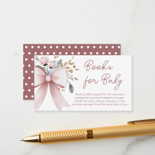 Carte D'accompagnement Bow rose Baby shower Floral Livres Pour Bébé
