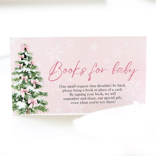 Carte D'accompagnement Bow rose Christmas Tree Books for Baby Baby shower (Pink Bow Christmas Tree Books for Baby Baby Shower Game)