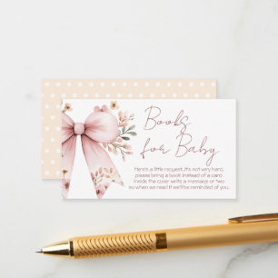 Carte D'accompagnement Bow rose Floral Girl Baby shower Livres Pour Bébé