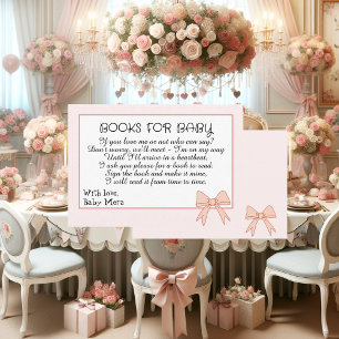 Carte D'accompagnement Bow rose & Flowers pour un livre de Baby shower po