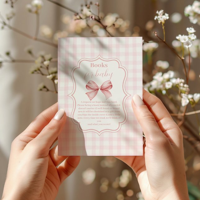 Carte D'accompagnement Bow rose Girl Baby shower Livres pour bébé (Créateur téléchargé)