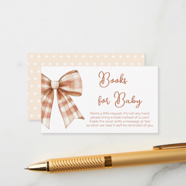 Carte D'accompagnement Bow Rose Girl Baby shower Livres Pour Bébé (Devant/Arrière en situation)