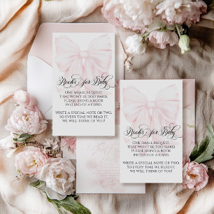 Carte D'accompagnement Bow rose Moderne Élégant Baby shower fille Livres