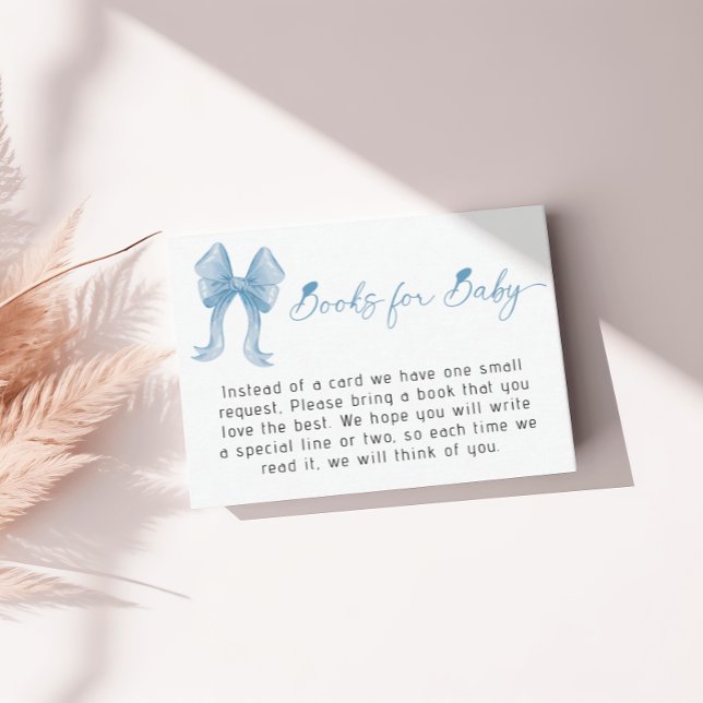 Carte D'accompagnement Boy Baby shower Blue Bow Books for Baby (Créateur téléchargé)
