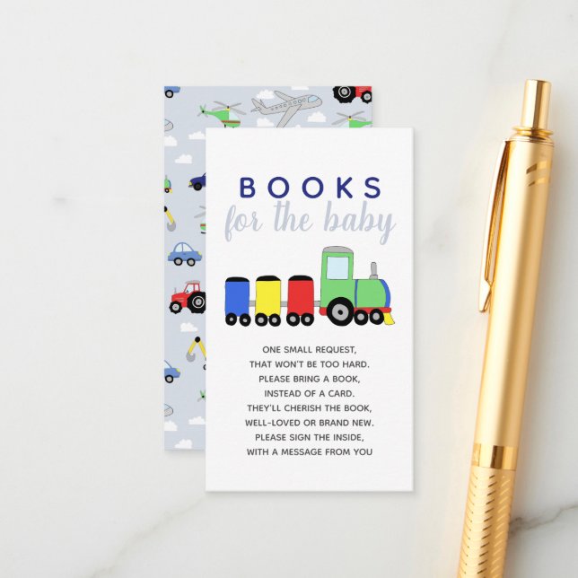 Carte D'accompagnement Boy Baby shower Travel Books For Baby (Devant/Arrière en situation)