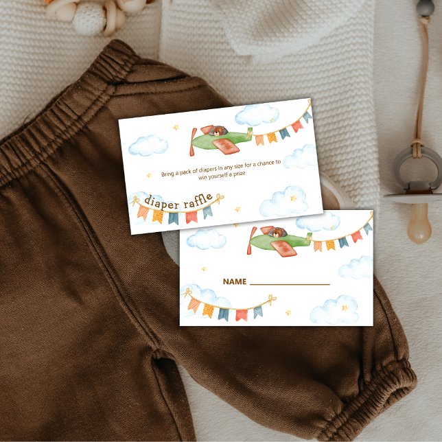 Carte D'accompagnement Boy Bear Airplane Sky Diaper Raffle Baby Shower  (Boy Bear Airplane Sky Diaper Raffle Baby Shower Enclosure Card)