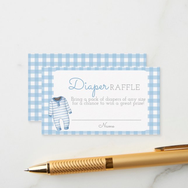 Carte D'accompagnement Boy Bear Baby Shower Diaper Raffle Card (Devant/Arrière en situation)