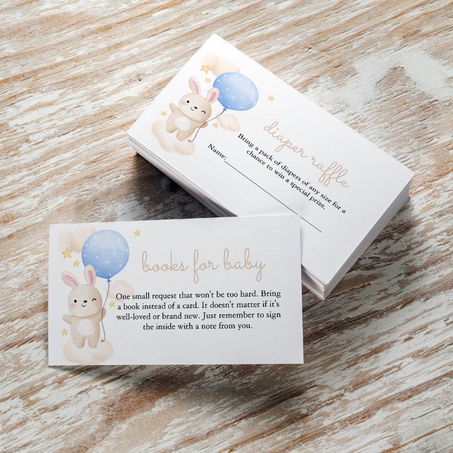 Carte D'accompagnement Boy Blue Balloon Cute Bunny Livres pour bébé (Créateur téléchargé)