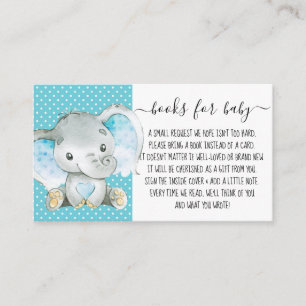 Carte D'accompagnement Boy Blue Elephant Livre Demande de Baby shower