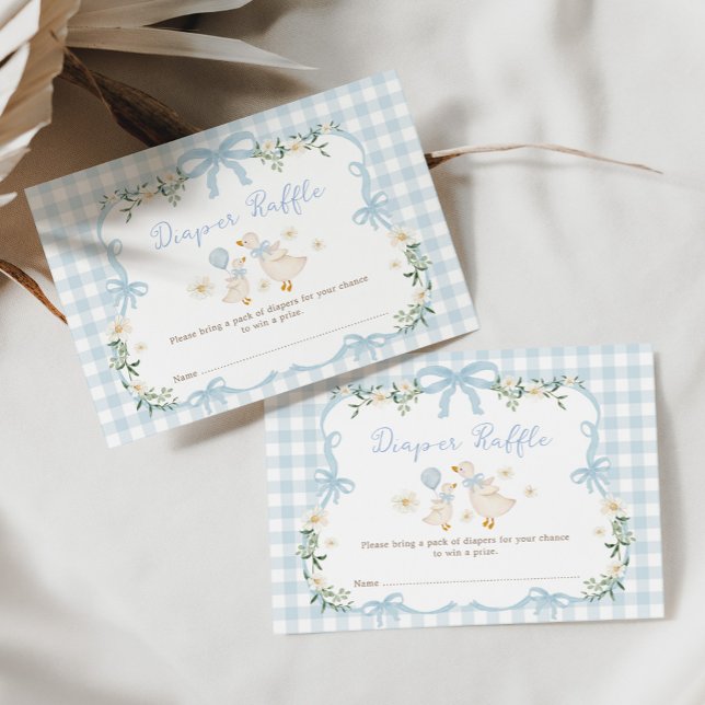 Carte D'accompagnement Boy Silly Goose Coquette Blue Bow Diaper Raffle (Créateur téléchargé)