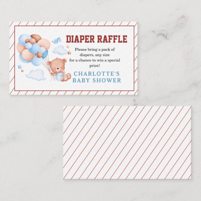 Carte D'accompagnement Boy Teddy Bear “We Can Bearly Wait” Baby Shower (Devant / Derrière)