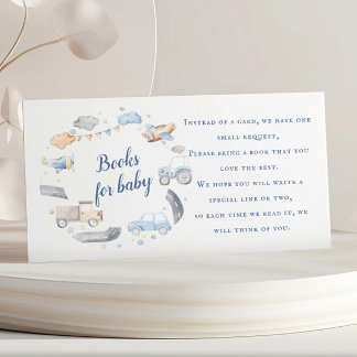Carte D'accompagnement Boy Transportation Cars Baby shower Demande de rés