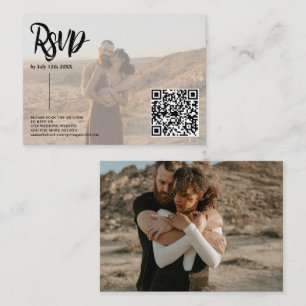 Carte D'accompagnement Bracelet script mariage rsvp Qr code 2 photos