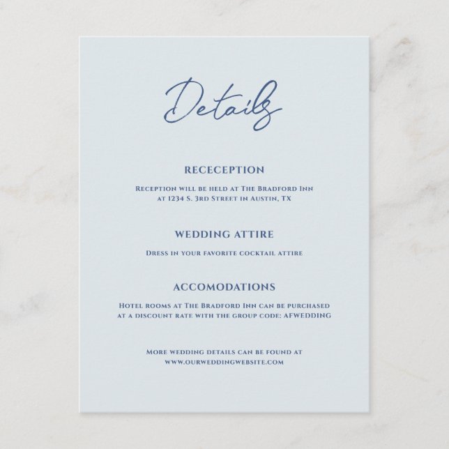 Carte D'accompagnement Bradford Mariage moderne (Devant)