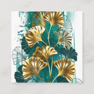 Carte D'accompagnement Branche avec Feuilles d'or Ginko Biloba