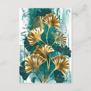 Carte D'accompagnement Branche avec Feuilles d'or Ginko Biloba