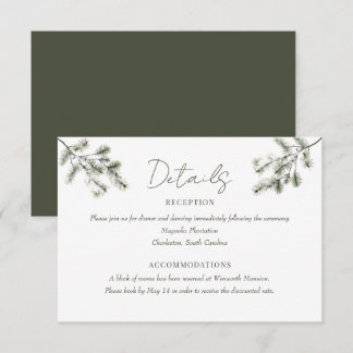 Carte D'accompagnement Branche de pin | Détails du Mariage de la forêt d'
