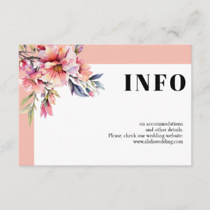 Carte D'accompagnement Branche de rhododendron fleurs rose pêche mariage