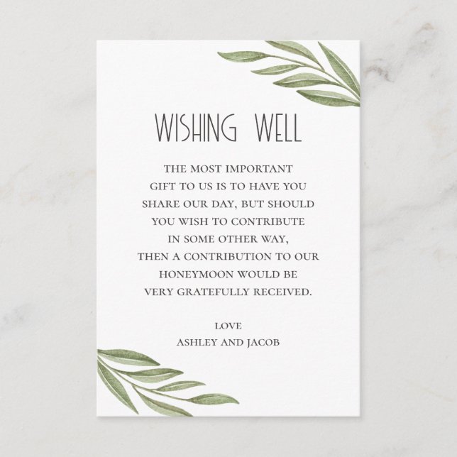 Carte D'accompagnement Branche de verdure fontaine de vœux de mariage (Devant)