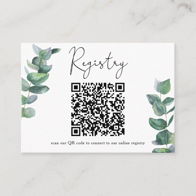 Carte D'accompagnement Branche d'eucalyptus - Code QR pour le registre (Devant)