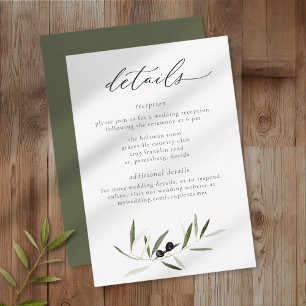 Carte D'accompagnement Branche d'olive aquarelle mariage élégant minimali