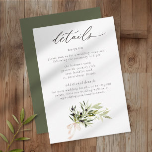 Carte D'accompagnement Branche d'olivier aquarelle mariage élégant minima