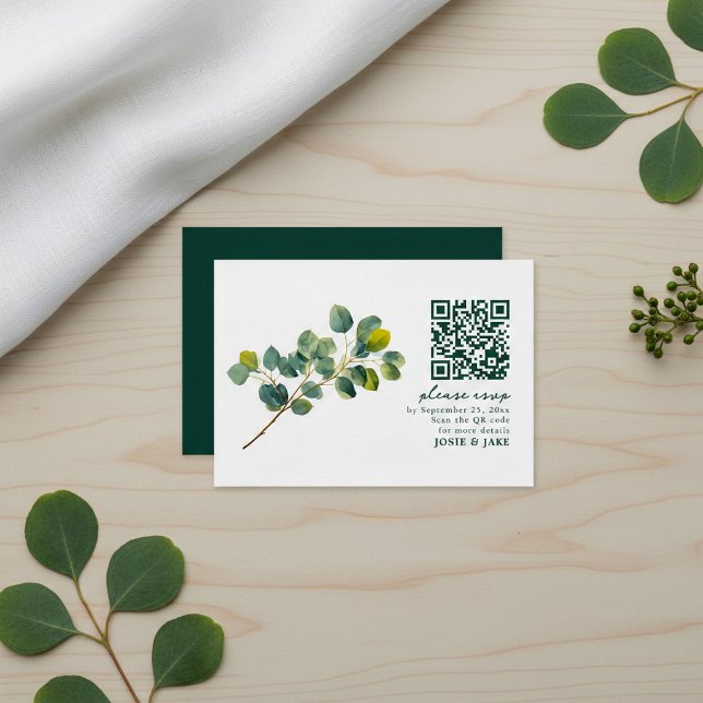 Carte D'accompagnement Branche Eucalyptus feuille mariage rsvp boîtier (Eucalyptus branch leaves wedding rsvp enclosure.)