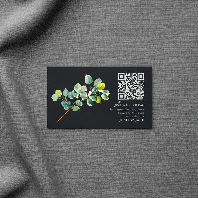 Carte D'accompagnement Branche Eucalyptus, mariage sombre boîtier rsvp (Eucalyptus branch, dark wedding rsvp enclosure.)
