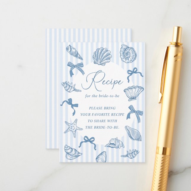 Carte D'accompagnement Bridal Toast On The Coast Seashells Recipe Bridal (Devant/Arrière en situation)