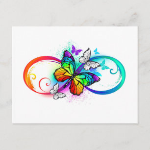 Carte D'accompagnement Bright infinity with rainbow butterfly
