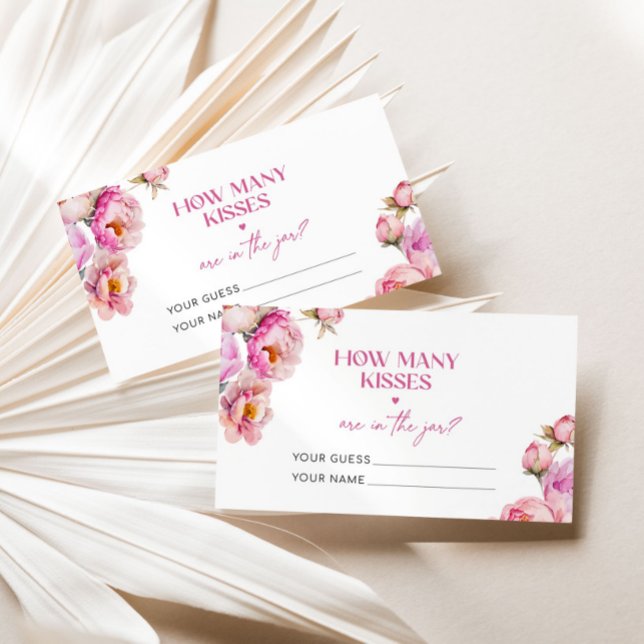 Carte D'accompagnement Bright rose devinez combien de baisers jeu nuptial (Créateur téléchargé)