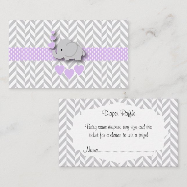 Carte D'accompagnement Brochure à Baby shower de couches violet gris (Devant / Derrière)