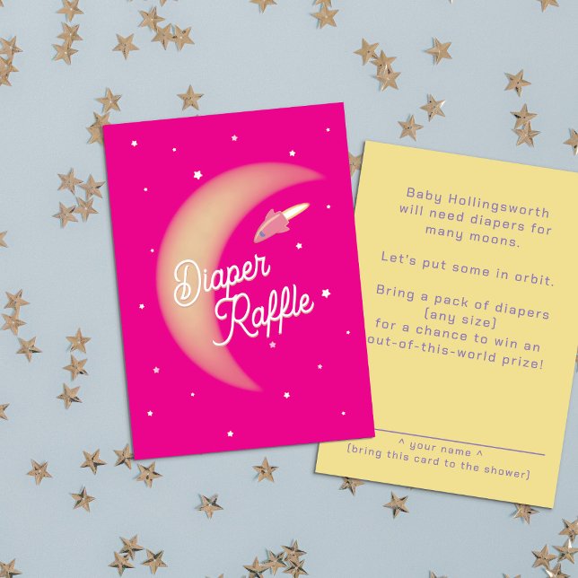 Carte D'accompagnement Brochure à fusée et à lune rose (Créateur téléchargé)