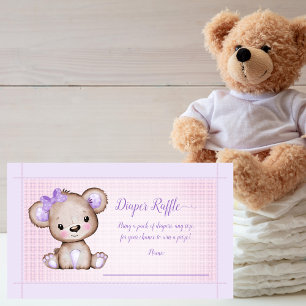 Carte D'accompagnement Brochure Bébé Raffle mignon pourpre ours ours fill