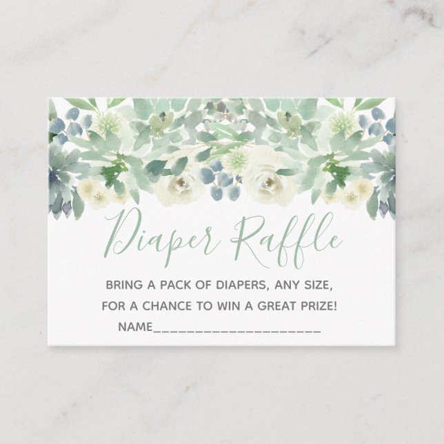 Carte D'accompagnement Brochure de Baby shower blanc Succulent Floral (Devant)